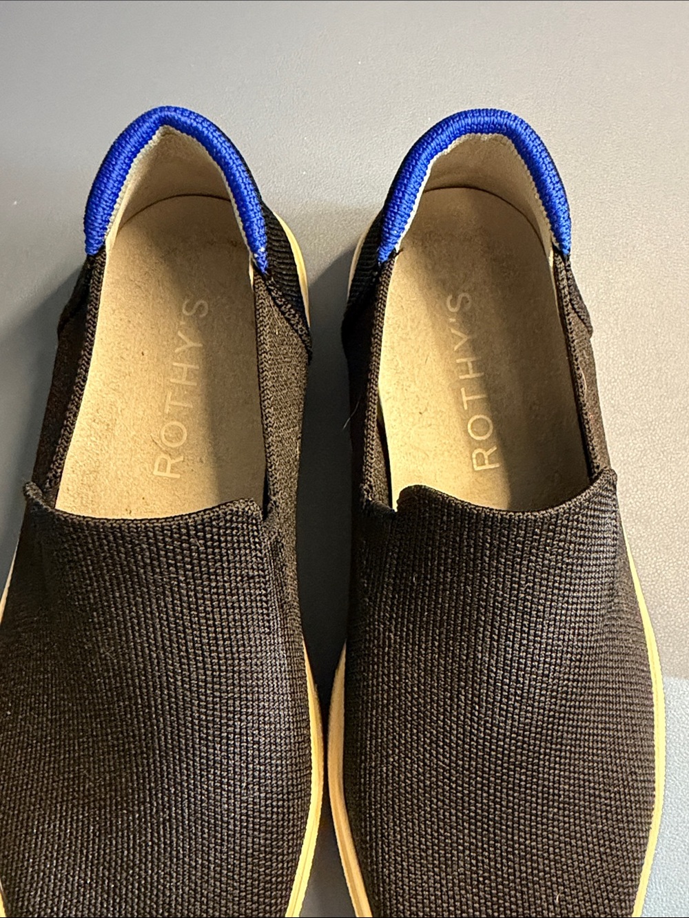 Rothy’s Women Slip-On Knit Casual Shoes in Black and Cream
